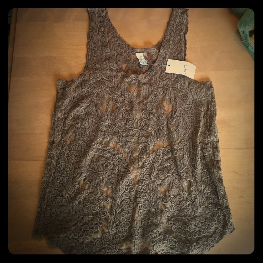 NWT sexy brown lacy, see through shirt