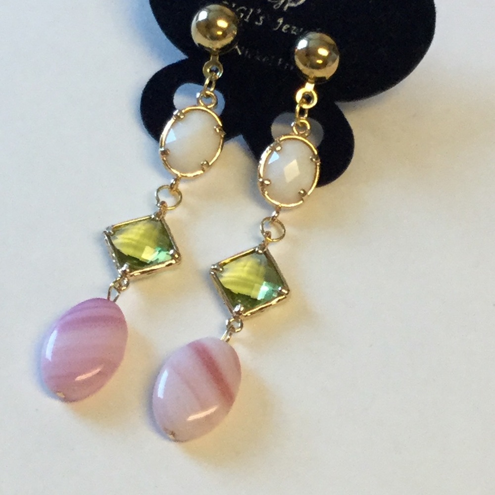 Handmade Crystal Drops Earrings Gold Plated