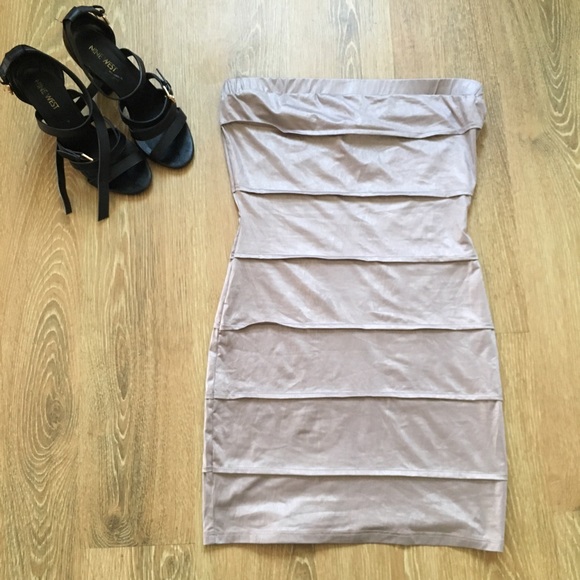 NWT Gold/ Taupe Bandage Mini Dress - Size Medium - Picture 1 of 2