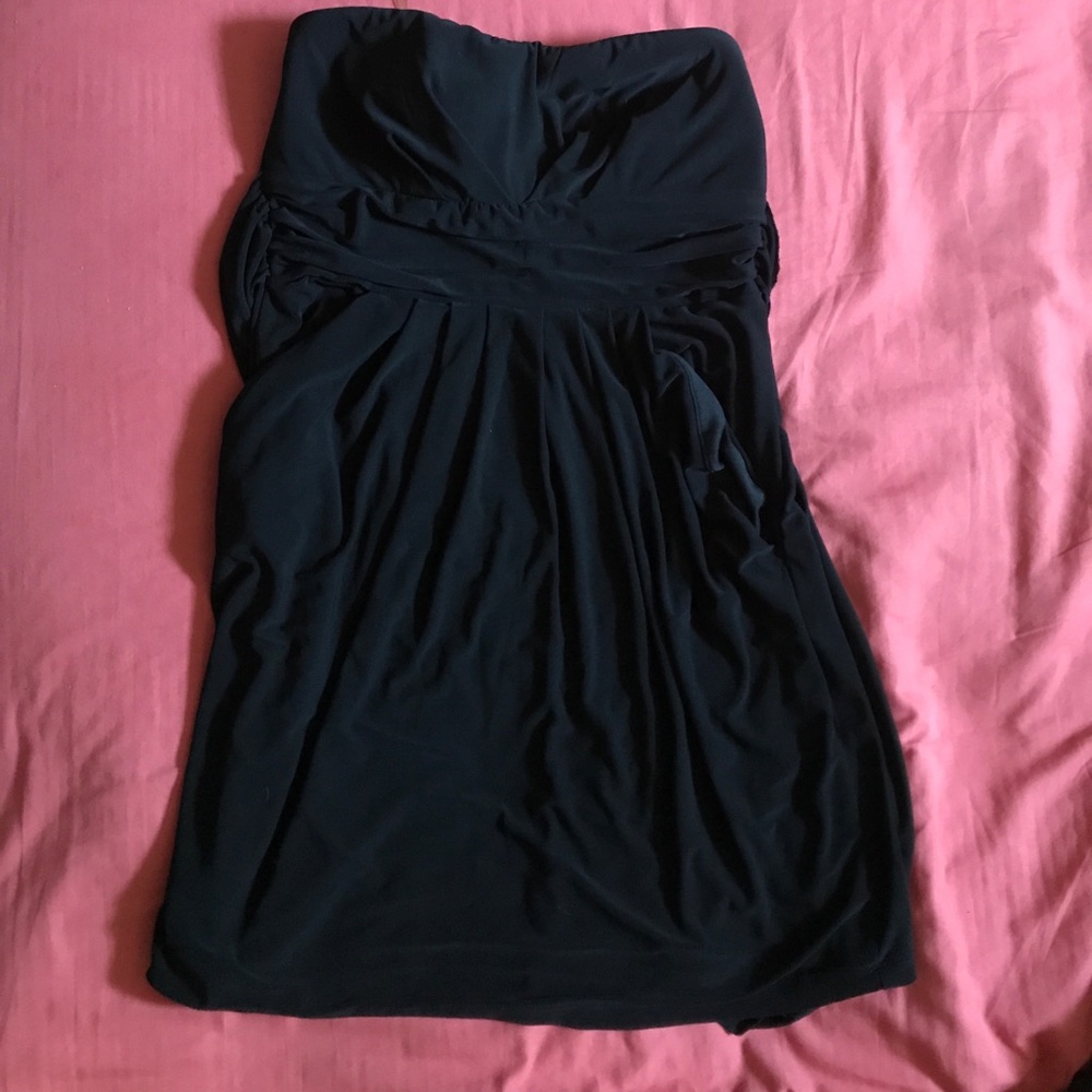 Black strapless mini dress
