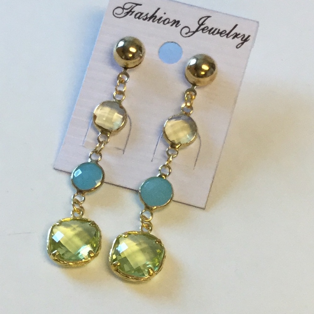 Crystal Drops Earrings Gold Plated