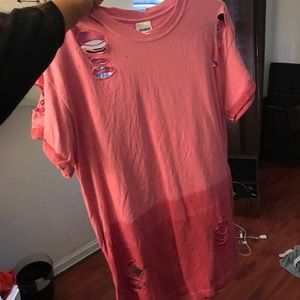 Pink dip & dyed distressed shirt