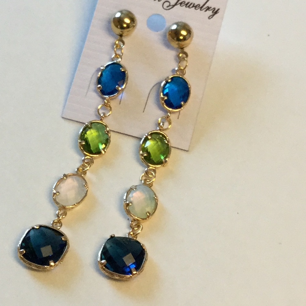 18k Gold Plated Crystal Drops Earrings