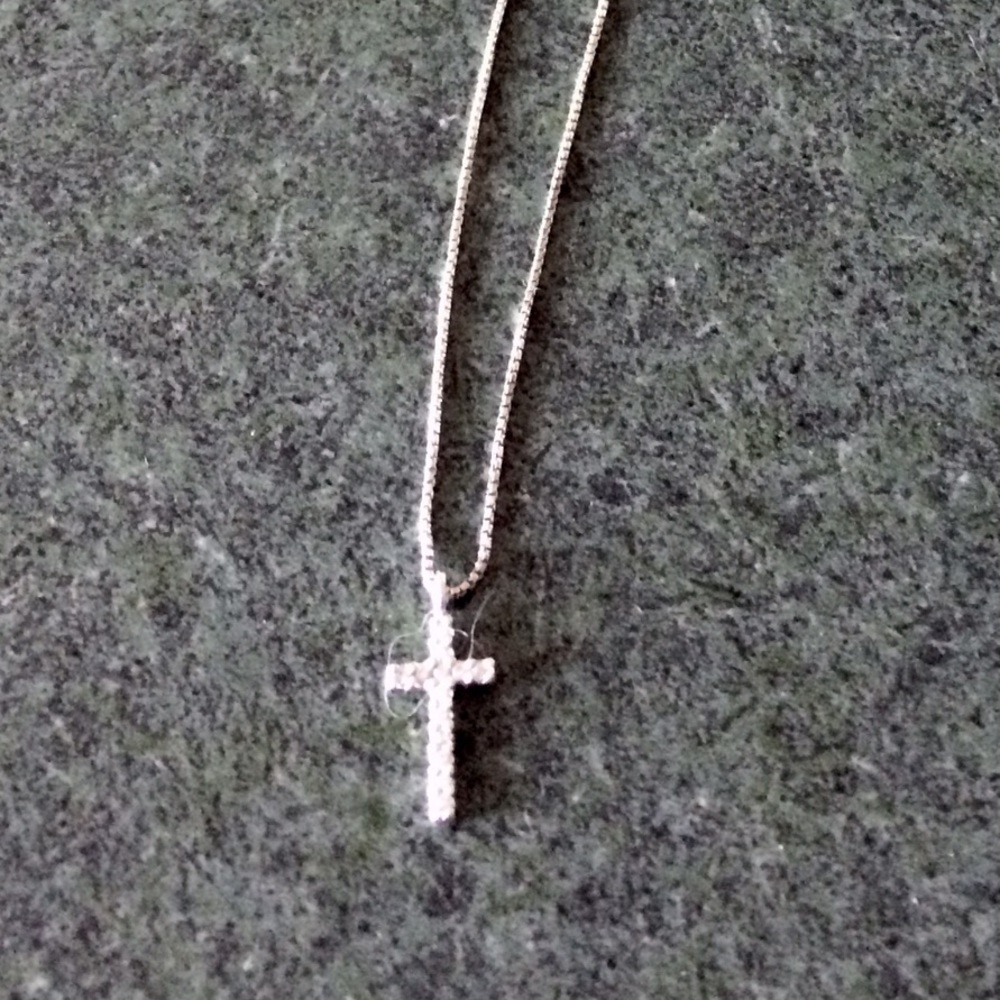 Sterling silver w/small CZ 1 1/2 inch cross