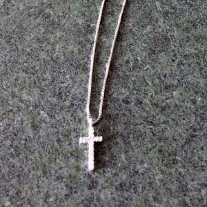 Sterling silver w/small CZ 1 1/2 inch cross