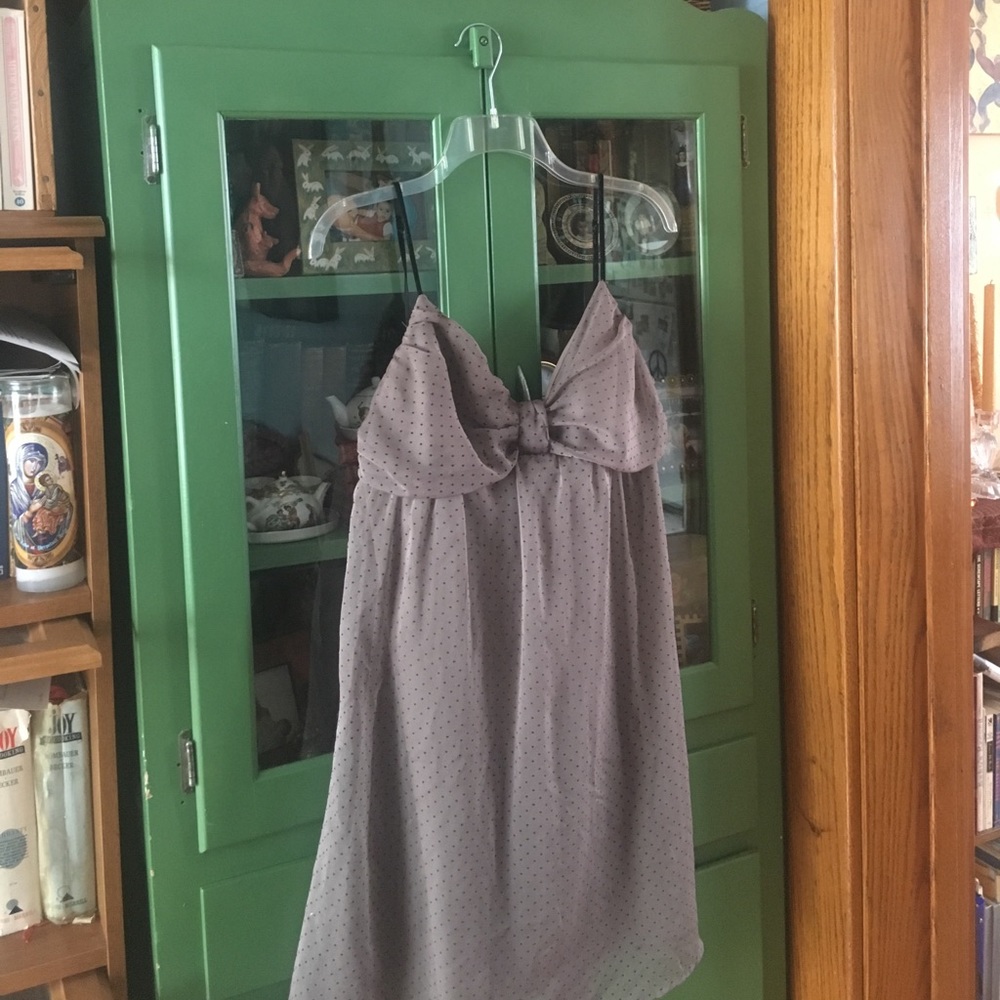 Chocolate black spotted sun dress with bow