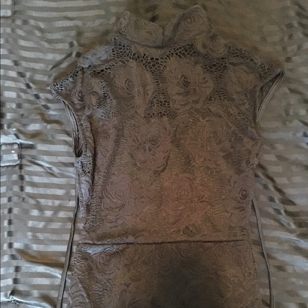 Rose Detailed Black Dress