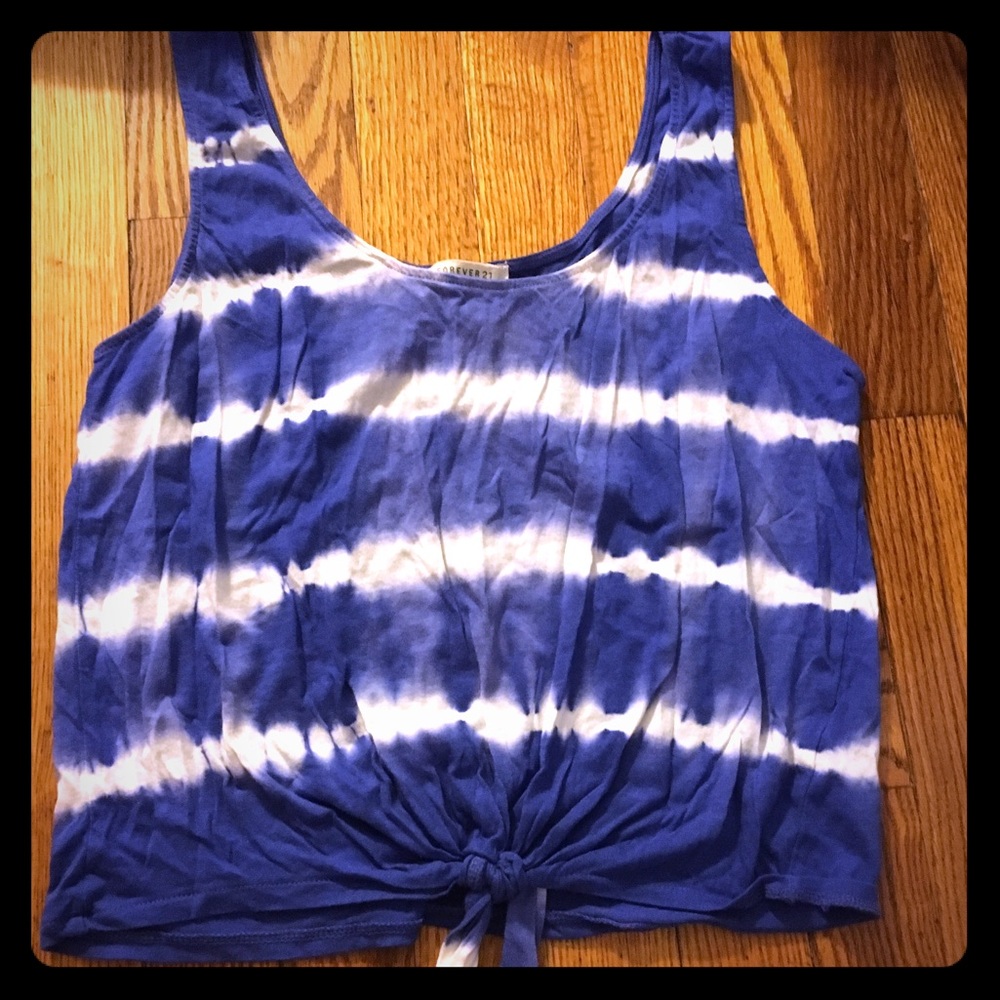 Blue and White Tie Dye Crop Top