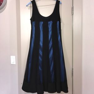 Black And Blue A Line Semi Formal Dress