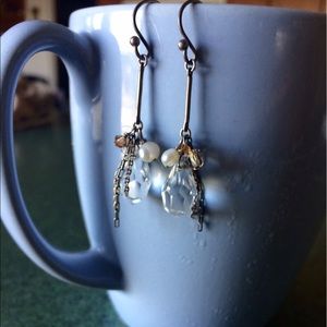 Sterling silver "party time" dangle pearl earrings