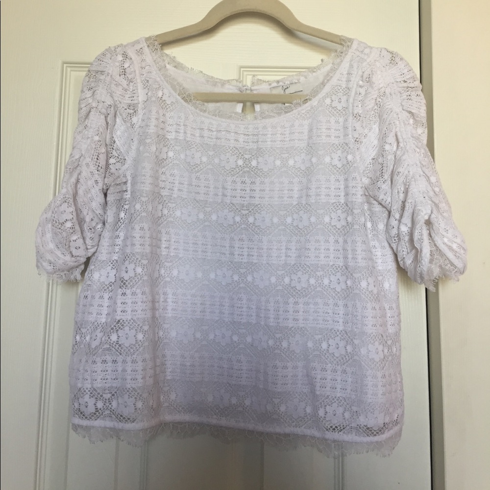 Joie Elvis scalloped lace Blouse (crop top)