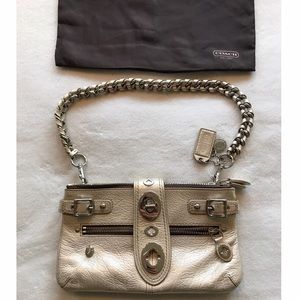 Coach Platinum Legacy Leather Bridgit Clutch Bag