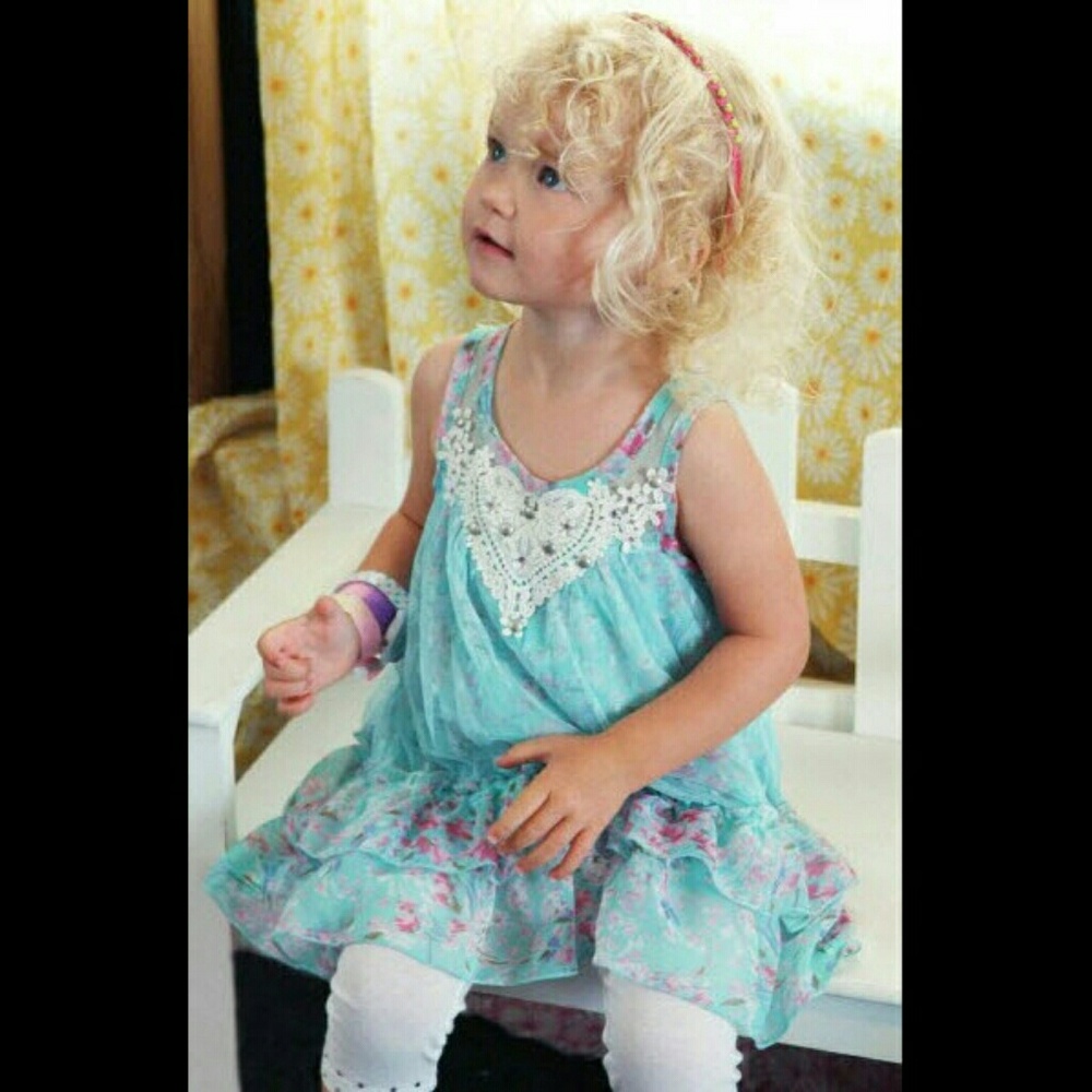 Baby Sara Aqua Blue & Ivory Floral Pant Set