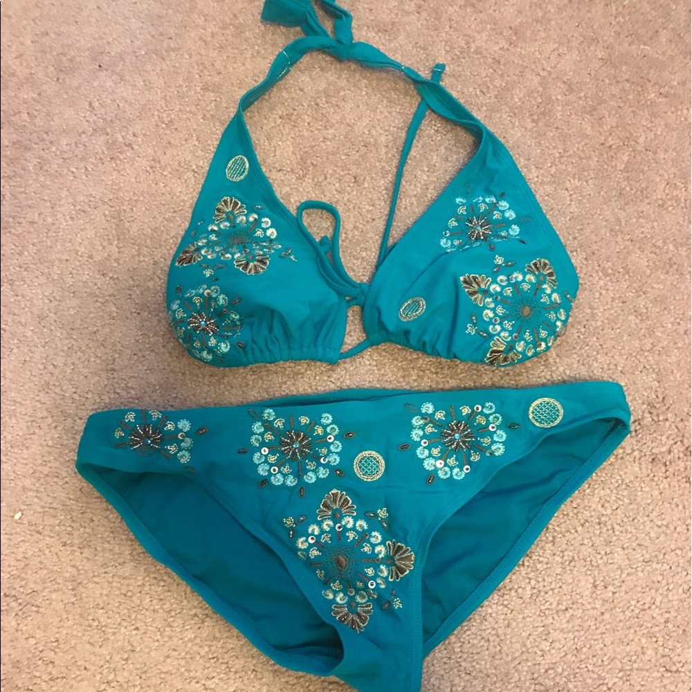 Swimwear cute embroidery with some beads