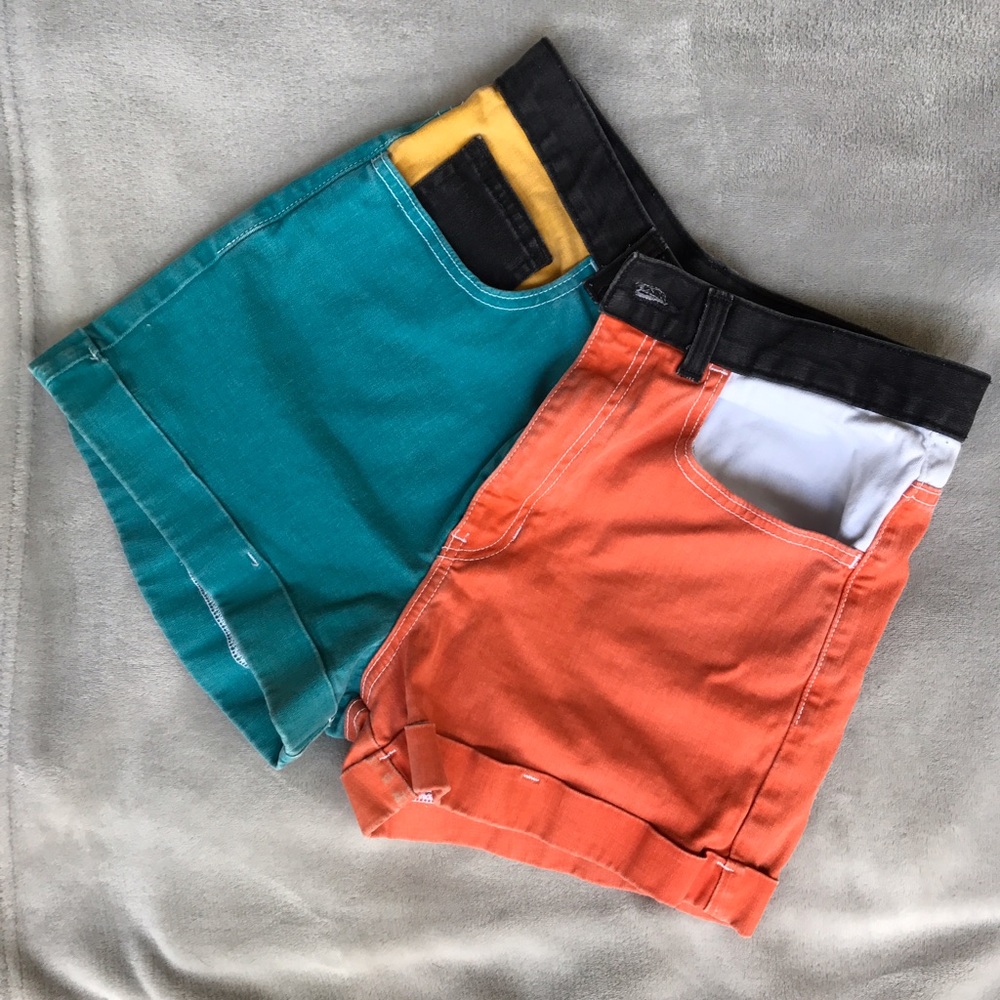 American Apparel Color Block high-waist shorts