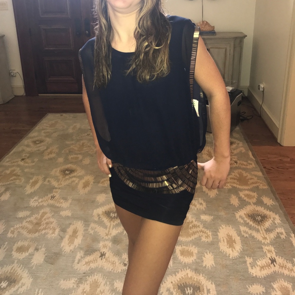 Women's navy sequined pencil dress