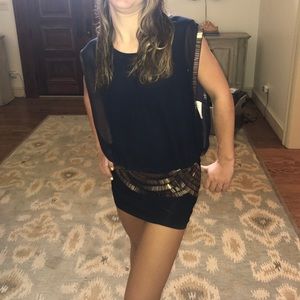 Women's navy sequined pencil dress