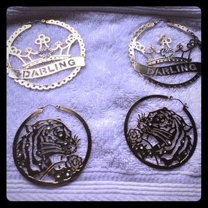 Vintage 2 pair of Betsey Johnson hoops