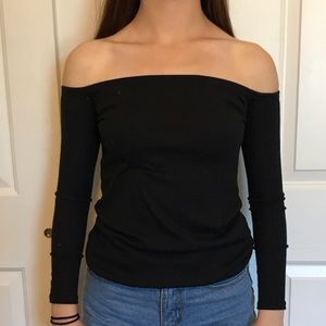 Black off shoulder long sleeve
