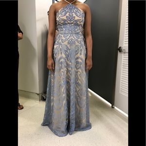 Blue and Cream Prom or Formal Maxi Dress