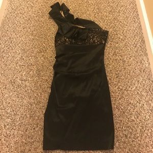 Black Lacey One shoulder Cocktail Dress