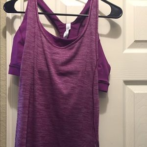 Gorgeous magenta Lululemon two-in-one workout top.