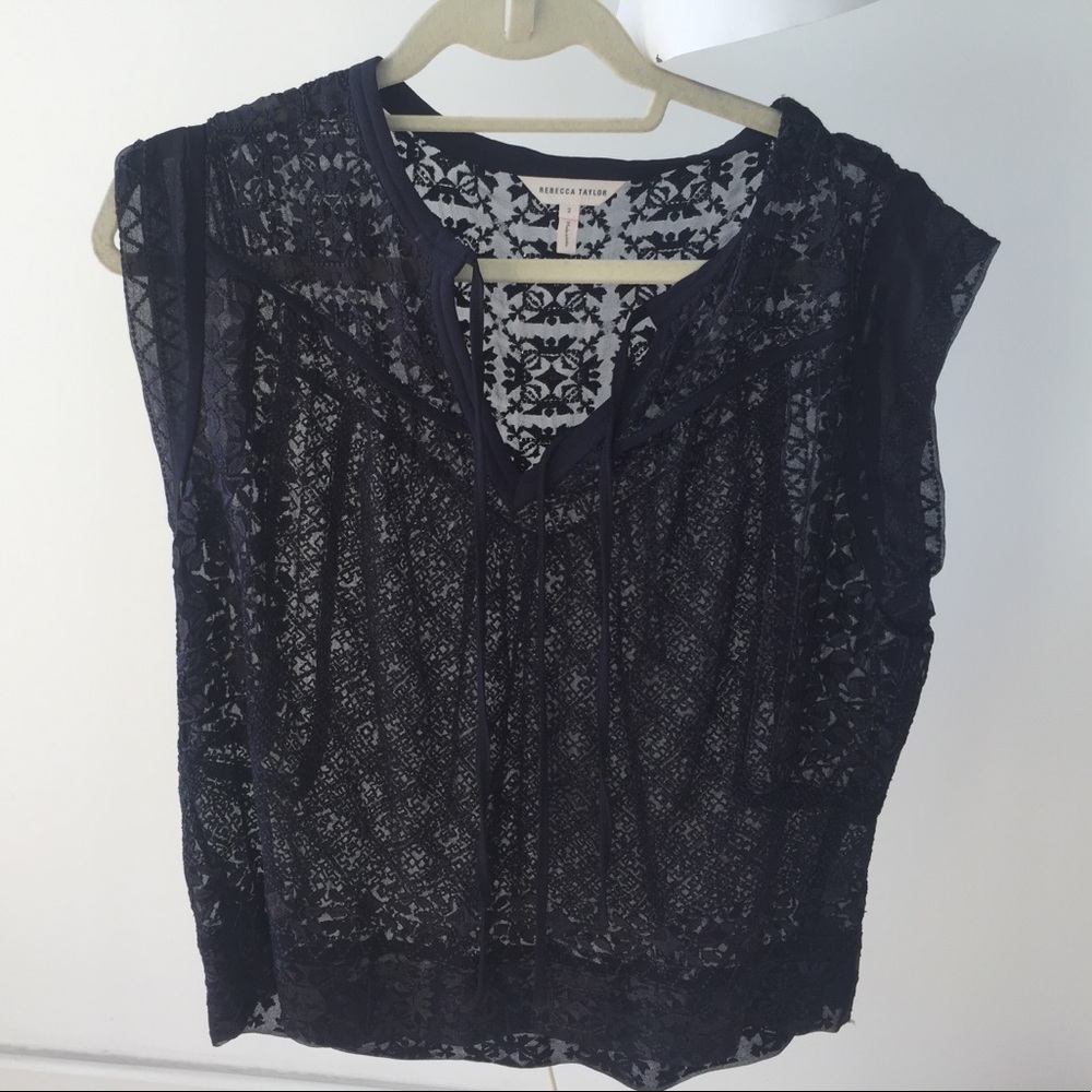 Rebecca Taylor navy lace top