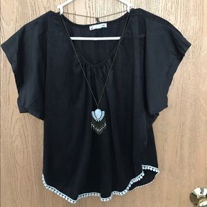 Black Shirt With Necklace