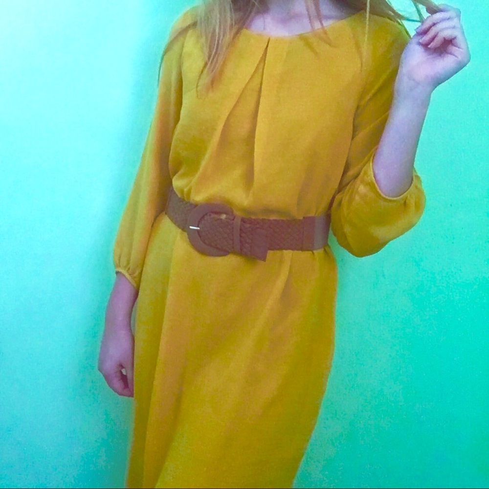 H&M mustard long sleeve dress