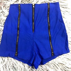 Blue Spandex Shorts-High Waisted