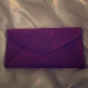 Suede envelope clutch