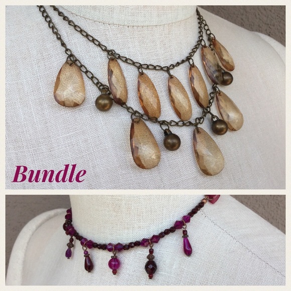 ⬇️ Reduced ⬇️ Two Trendy Beaded Ribbon Necklaces! - Picture 1 of 6
