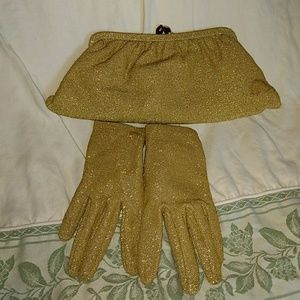 Vintage Gold Clutch w/ Matching Gloves