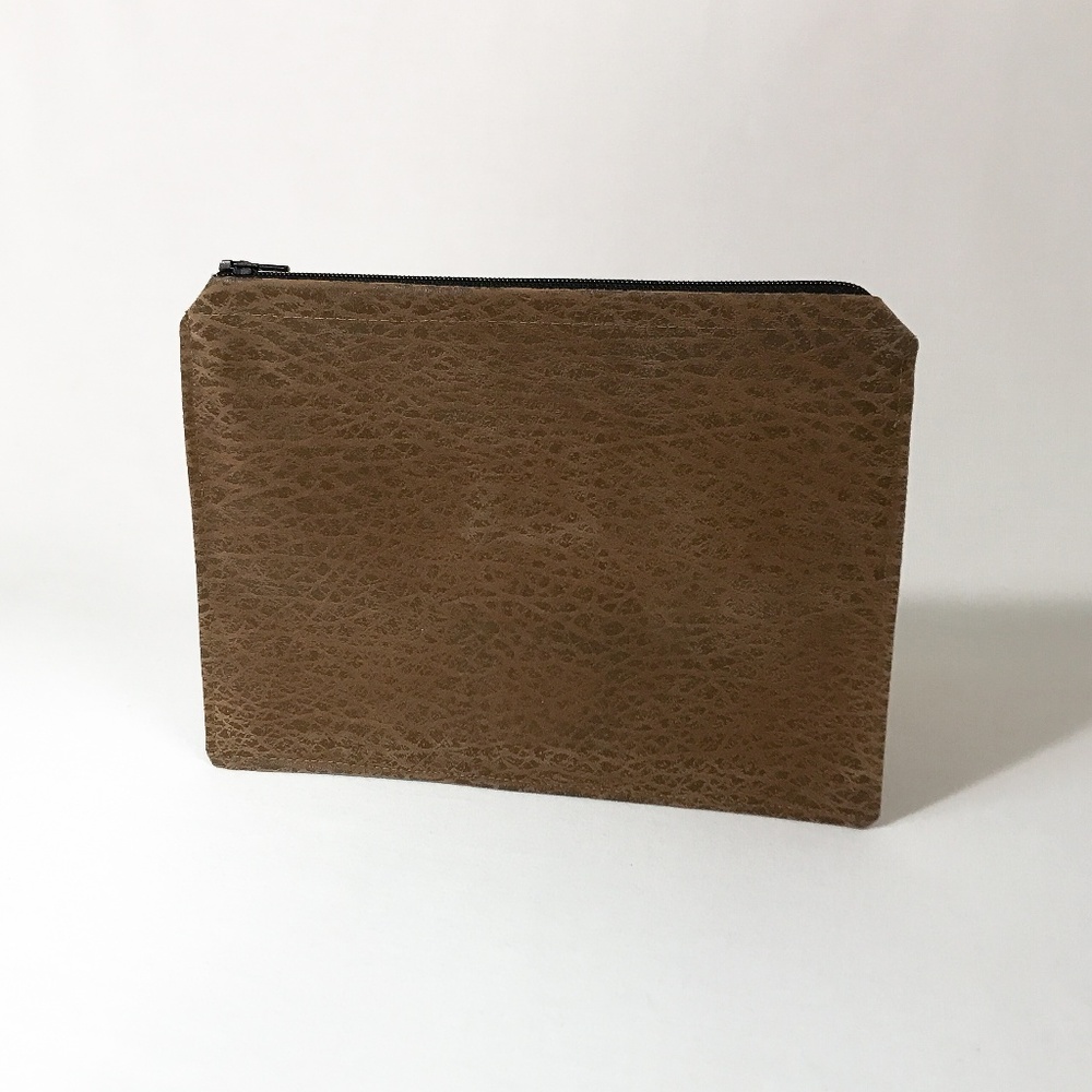 Flat Pocket Pouch in Chestnut Faux-Suede