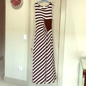 Striped Black and White A-Line Maxi Dress