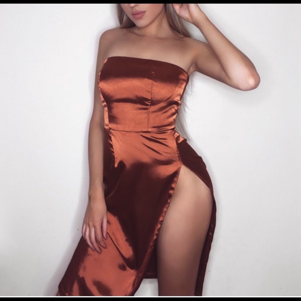 Meshki Rust High Cut Dress