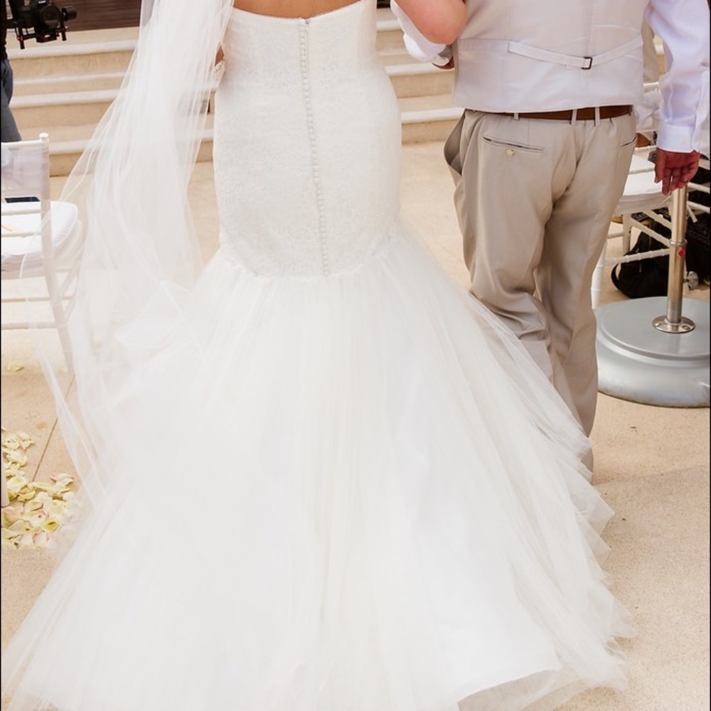 Ivory Strapless Lace Trumpet with Tulle Skirt - Picture 1 of 4