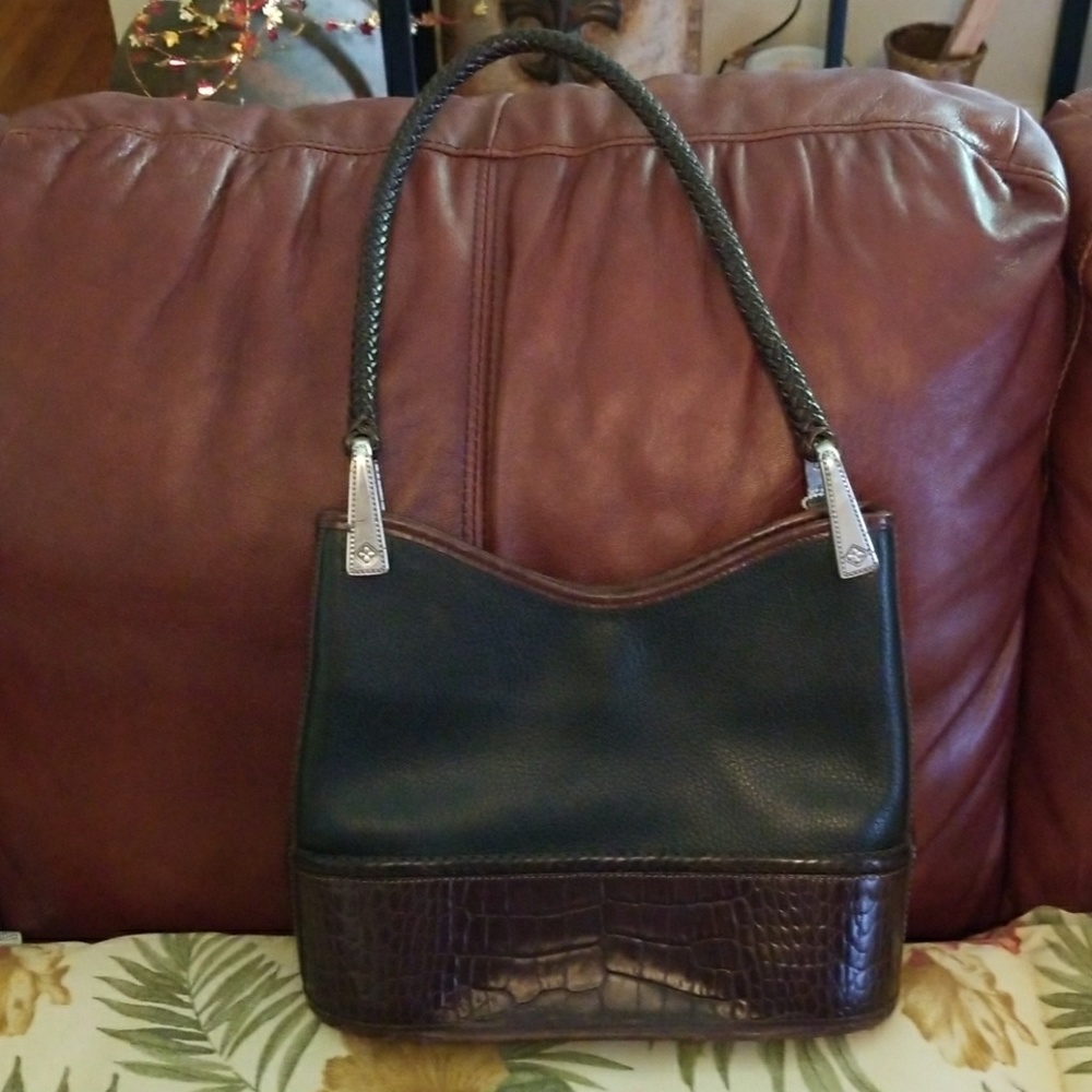 Brighton all leather bucket bag . Braided handle.
