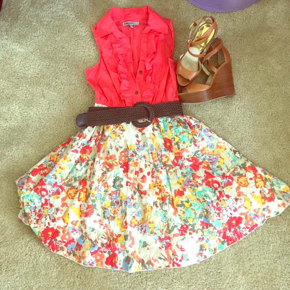 Coral floral dress