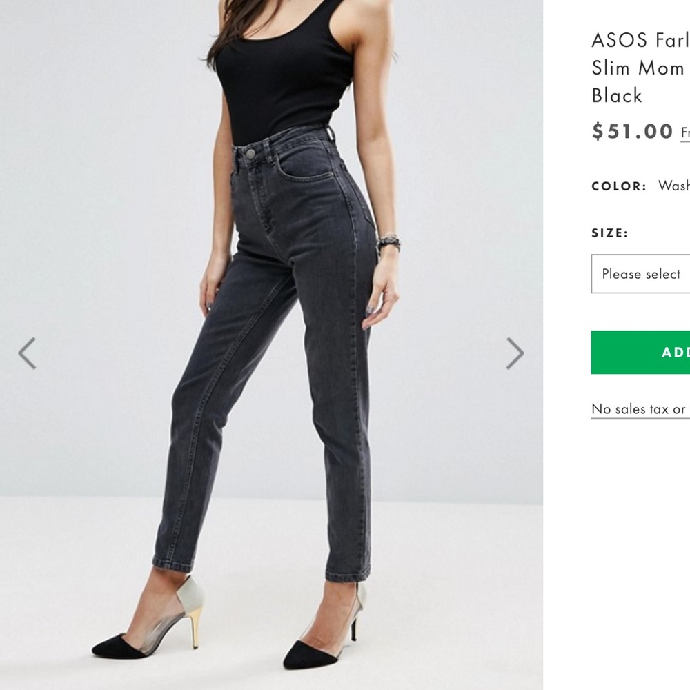 ASOS | farleigh mom jeans in washed black