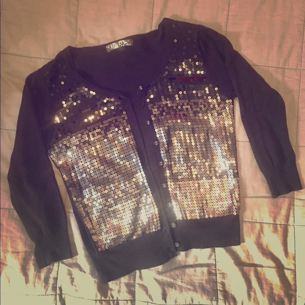 Black Guess Cardigan with sequins