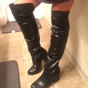 Leather knee high boots