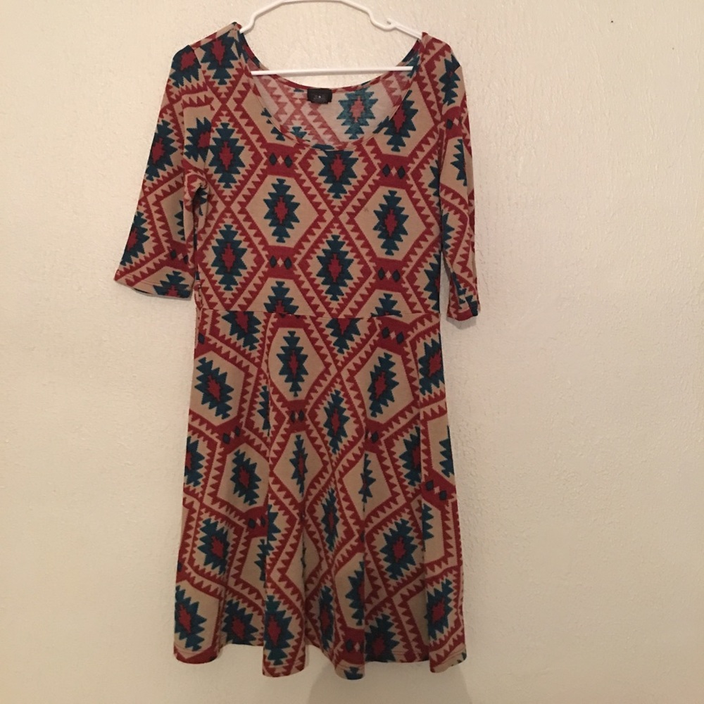 Aztec print half sleeve dress