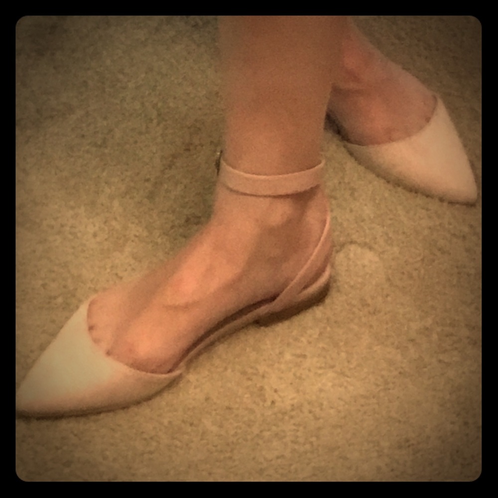 Suede flats with ankle strap