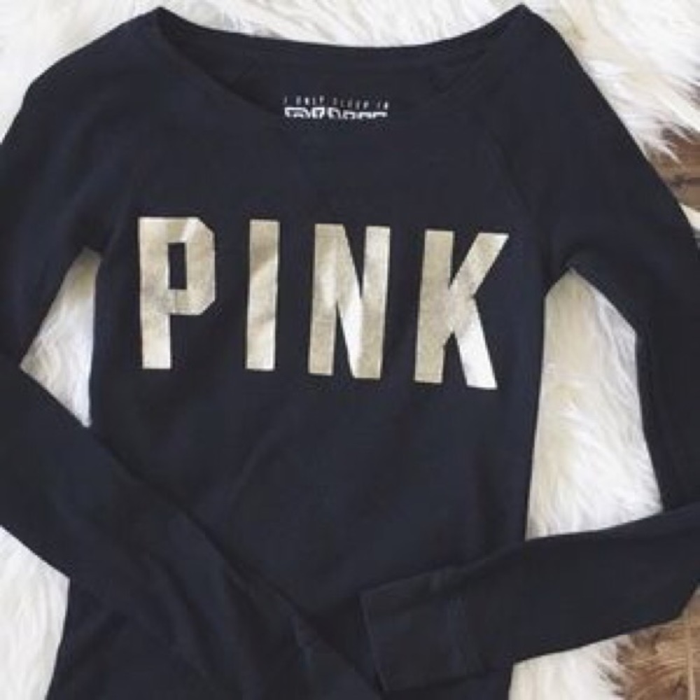 VS Pink Black/ Gold Thermal Long Sleeve