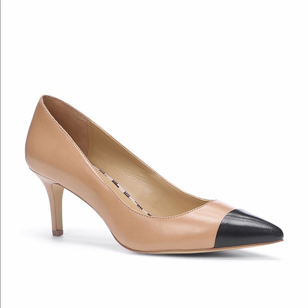 Ann Taylor Eryn Black Cap Toe Kitten Heels