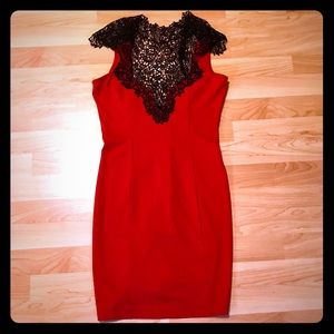 Red & Black bodycon dress.