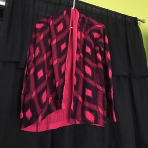 Red patterned cardigan