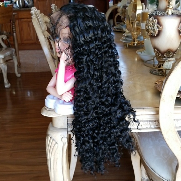 Beautiful Curly Human Hair Blend LaceFront Wig main image 6