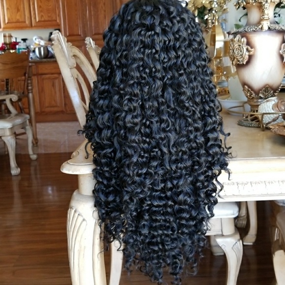 Beautiful Curly Human Hair Blend LaceFront Wig main image 5